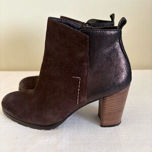Paul Green Womens Size 8 Brown Suede ROCKIN Ankle Boots 3” Heel Lug Sole